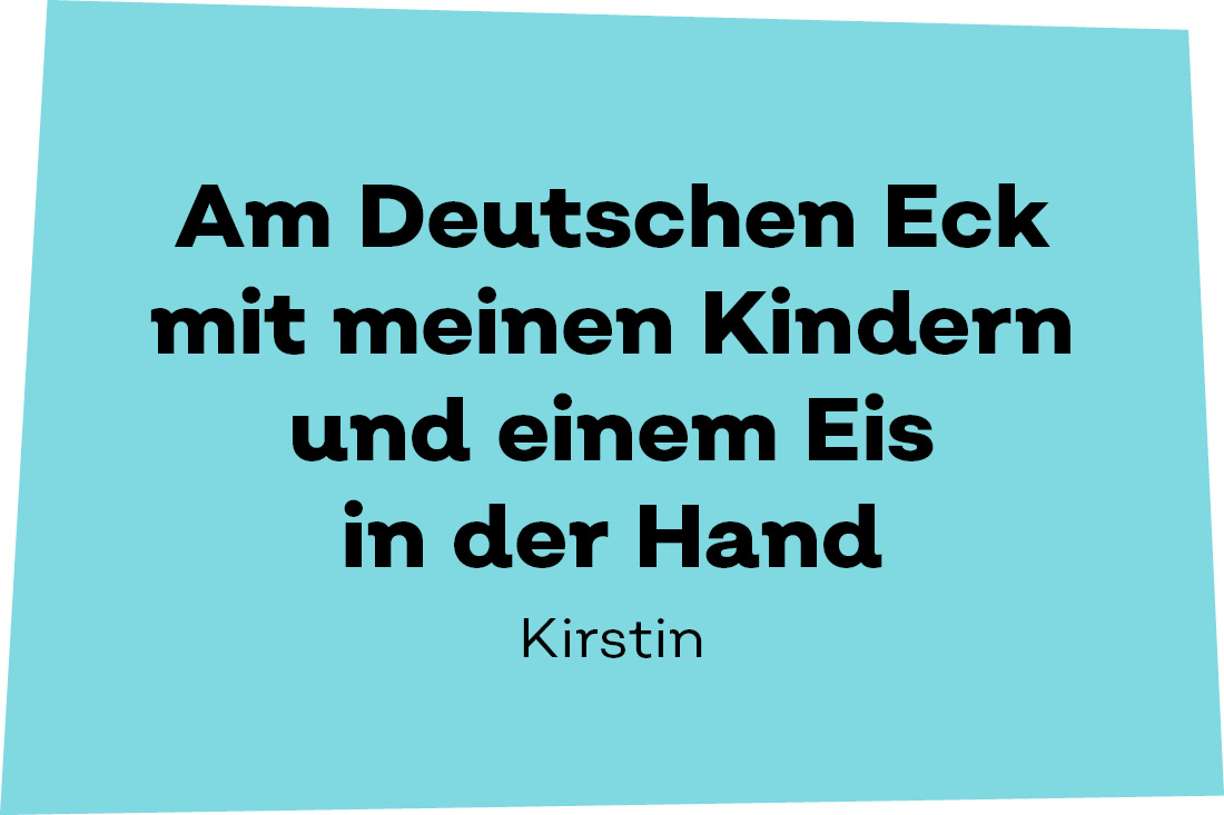 Am Deutschen Eck mit meinen Kindern und einem Eis in de rhand. - Kirstin