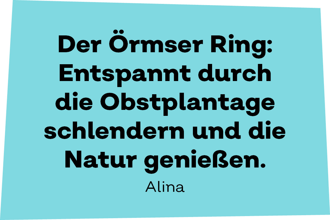 Der Örmser Ring: Entspannt durch die Obstplantage schlendern und die Natur genießen. - Alina